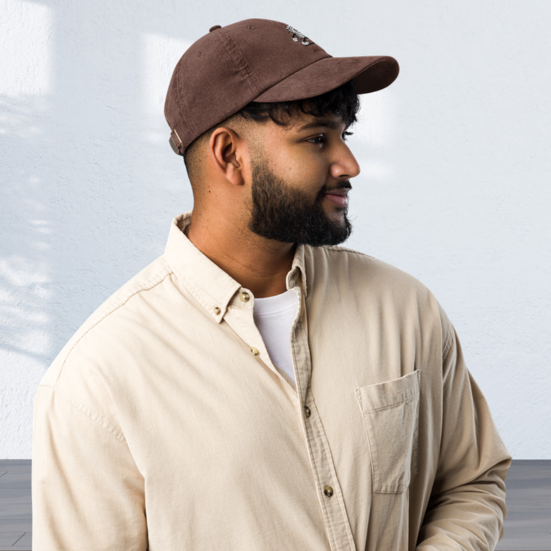 Embroidered Driftwood Corduroy Cap