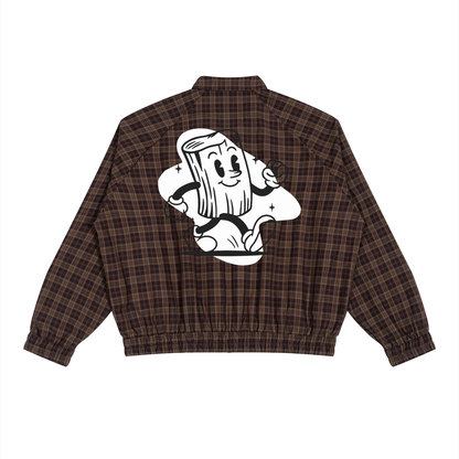 Vintage Collared Plaid Jacket | With Mascot