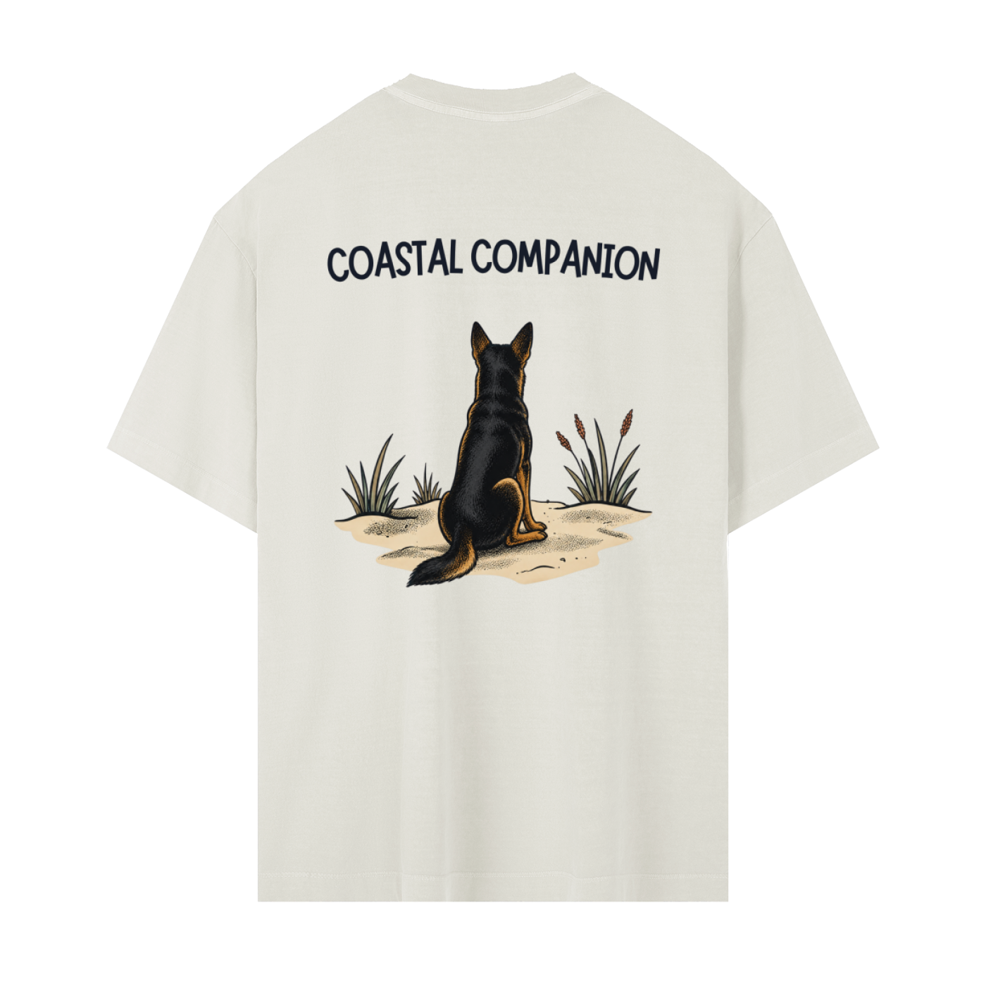 Coastal Companion Oversized Tee - Black & Tan Kelpie