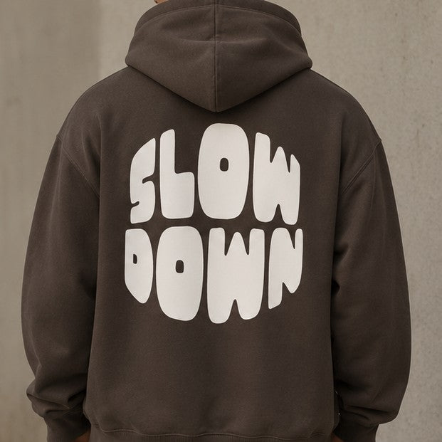 Oversize Fleeced Slow Down Hoodie